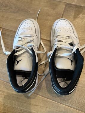 Jordan Kids White and Black High-Top Basketball Sneakers